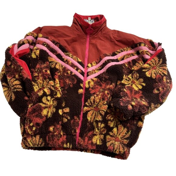 Celia B Floral Fleece Winter Jacket in Red - Picture 1 of 4